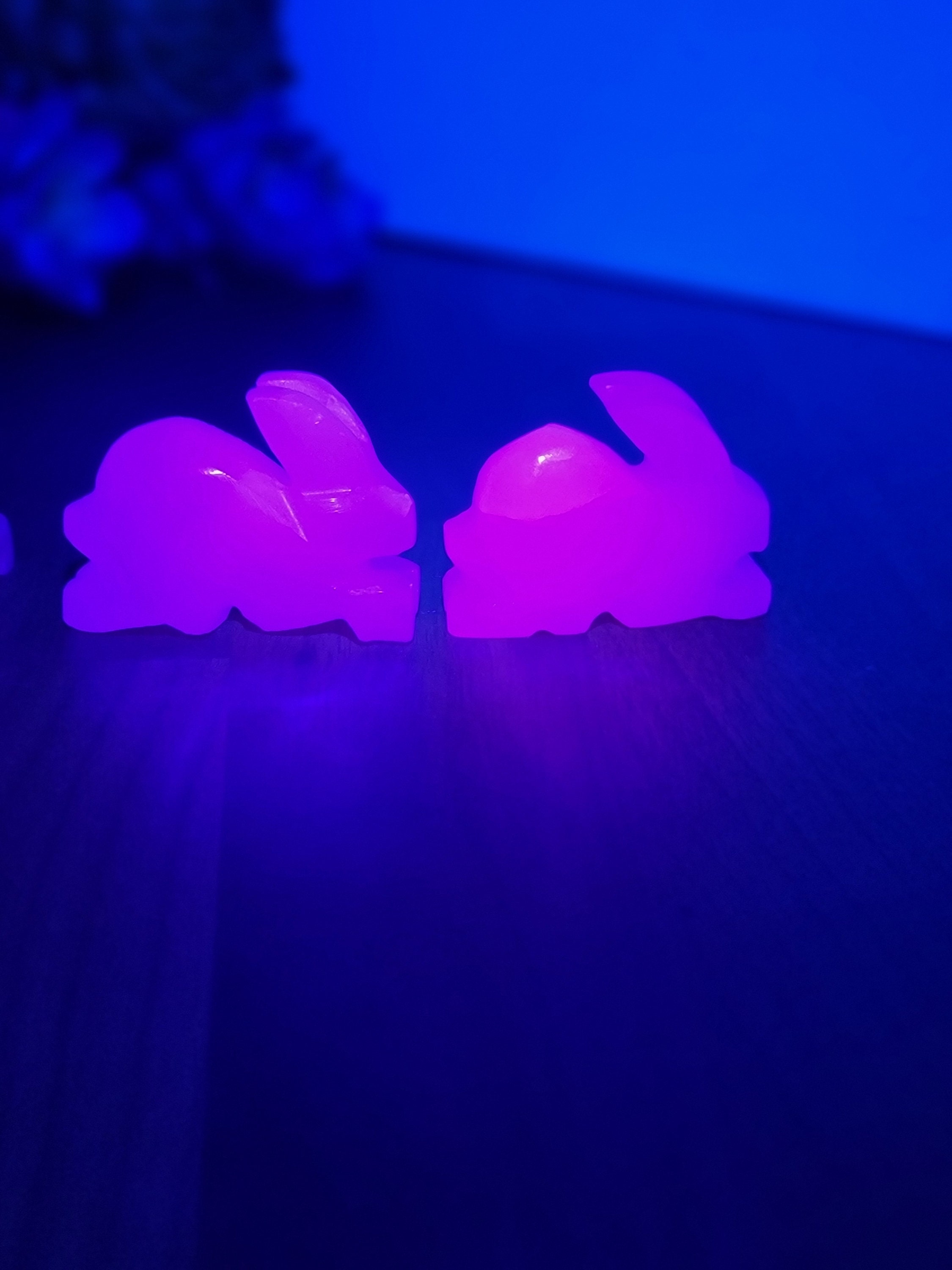 Pink Neon Rabbit Pink Mangano Calcite Rabbit | Size | Neon Pink UV Reaction | Bunny ...