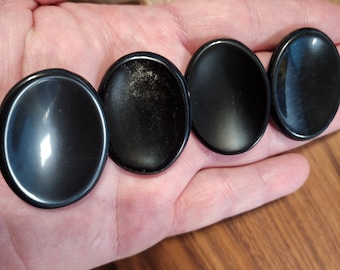 Obsidian Worry Stone | 1.77" | Black | Some with Silver Sheen | Pocket Crystals | ADHD Fidget | Intuitively Chosen
