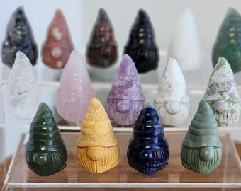 Adorable Crystal Gnomes! | One Piece | Gnome Collector Dream | Wizard Crystals | Cottagecore Vibes | Choose Your Material Rock Figurine Gift