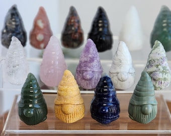 Adorable Crystal Gnomes! | One Piece | Gnome Collector Dream | Wizard Crystals | Cottagecore Vibes | Choose Your Material Rock Figurine Gift
