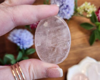 Rose Quartz Worry Stone: Pink Pocket Crystal, ADHD Fidget (1.77")