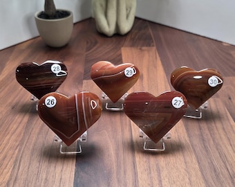Carnelian Heart with stand | 2 inches Medium | High Quality | Beautiful Banding