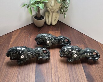 Kambaba Jasper Crystal Leopard 3D Carving