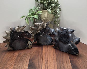 Volcano Agate Unicorn Crystal Carving UV Reactive