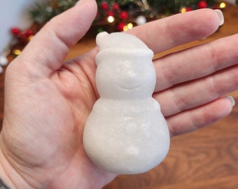 Winter Snowman Jade Sculpture - Natural Texture, Holiday Decor