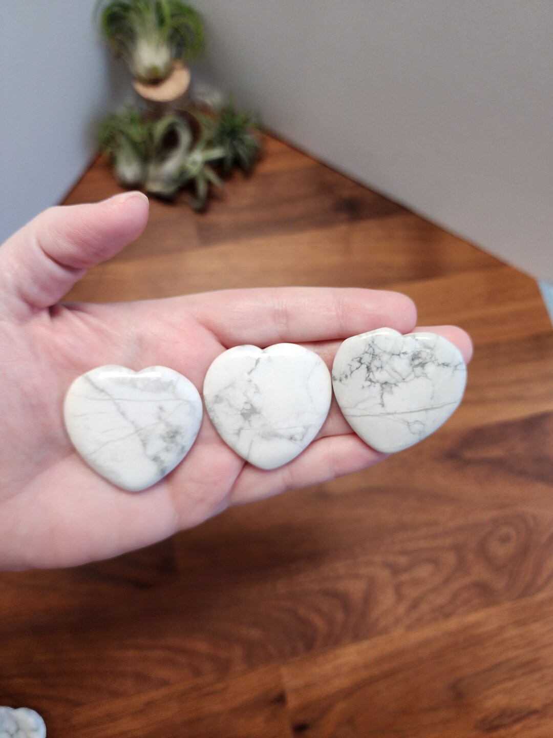 Howlite Heart Worry Stone: White Marbled Pocket Crystal - Etsy