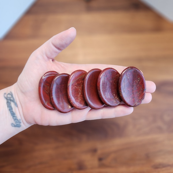 Sesame Japser Worry Stone | 1.77" | Red Poppy Jasper | Deep Red Brecciated | Pocket Crystals | ADHD Fidget | Intuitively Chosen