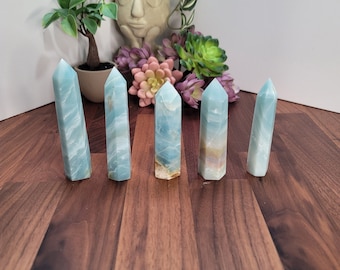 Caribbean Calcite Crystal Tower: Blue, White & Brown Decor
