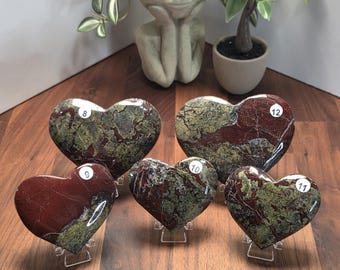 Dragon's Blood Bloodstone Heart Carving | Red & Green natural crystal