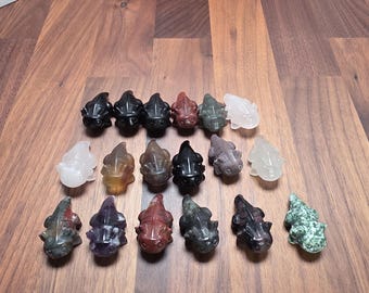 Axolotl Crystal Carving - 1.5 inch Obsidian, Rose Quartz