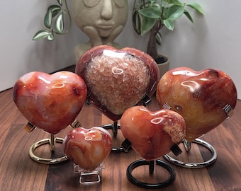 Carnelian Heart Carving: Fiery Red Orange - Natural Crystal Stone