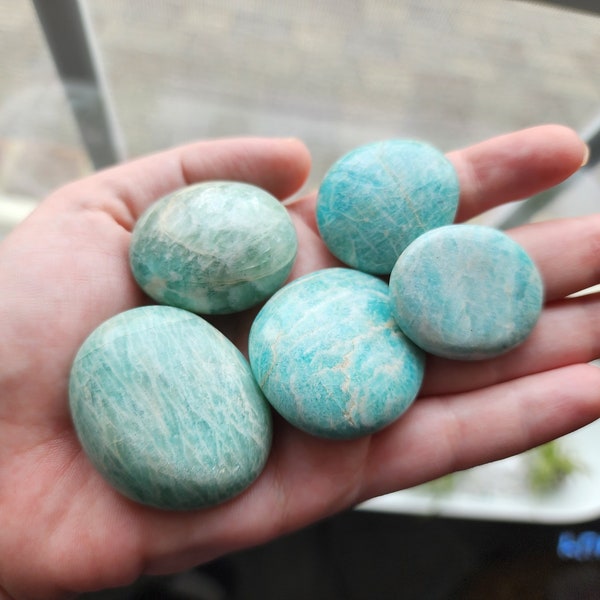 Amazonite Palm Stones | Mini Palms | Flashy Blue Green Microcline Feldspar | Intuitively Chosen