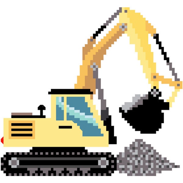 Excavator Construction Vehicle Cross Stitch Pattern