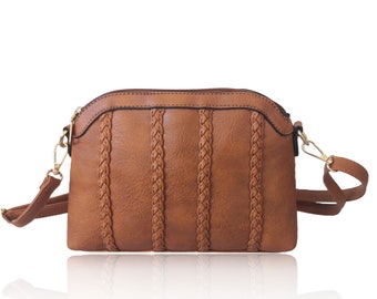 Vegan leather handbags/ black/ brown messenger bags/faux shoulder bags/detachable strap crossbody bags/ gifts for her/travel/vegan purse