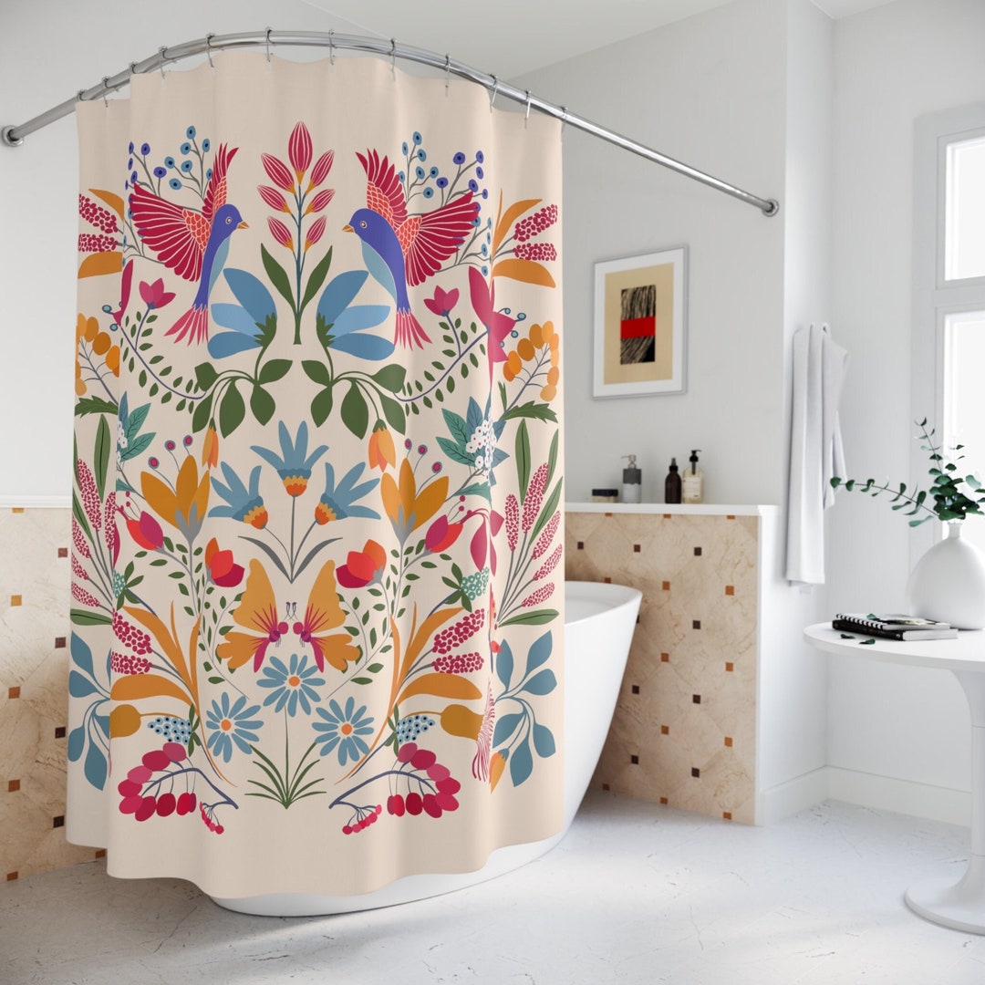 Polyester Shower Curtain, Mexican Shower Curtain, Colorful Shower