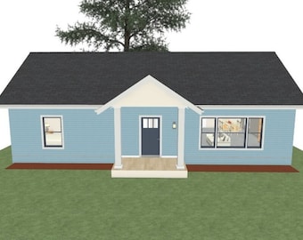 Small House Plans 24x45 2 Bedroom 1 Bathroom Cottage, Guest House, or Office