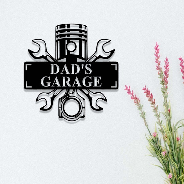 Custom Metal Garage Sign,Personalized Garage Name Sign,Dads Garage Wall Decor,Mechanic Workshop Sign,Man Cave Decor,Father's Day Gift