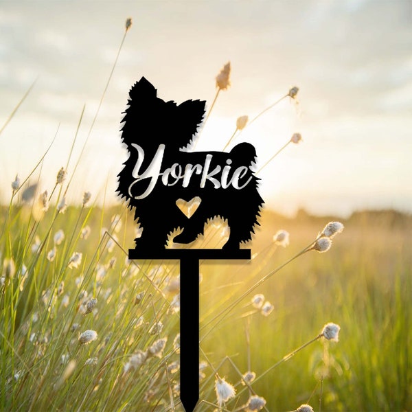 Custom Yorkie Metal Memorial Garden Stake,Personalized Yorkshire Terrier Grave Marker,Yard Stake,Outdoor Dog Garden Decor,Yorkie Mom Gift