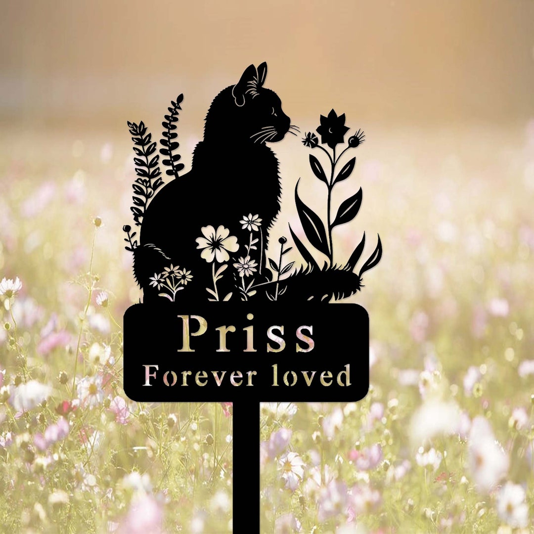 Custom Cat Memorial Garden Stake,personalized Cat Grave Marker,cat