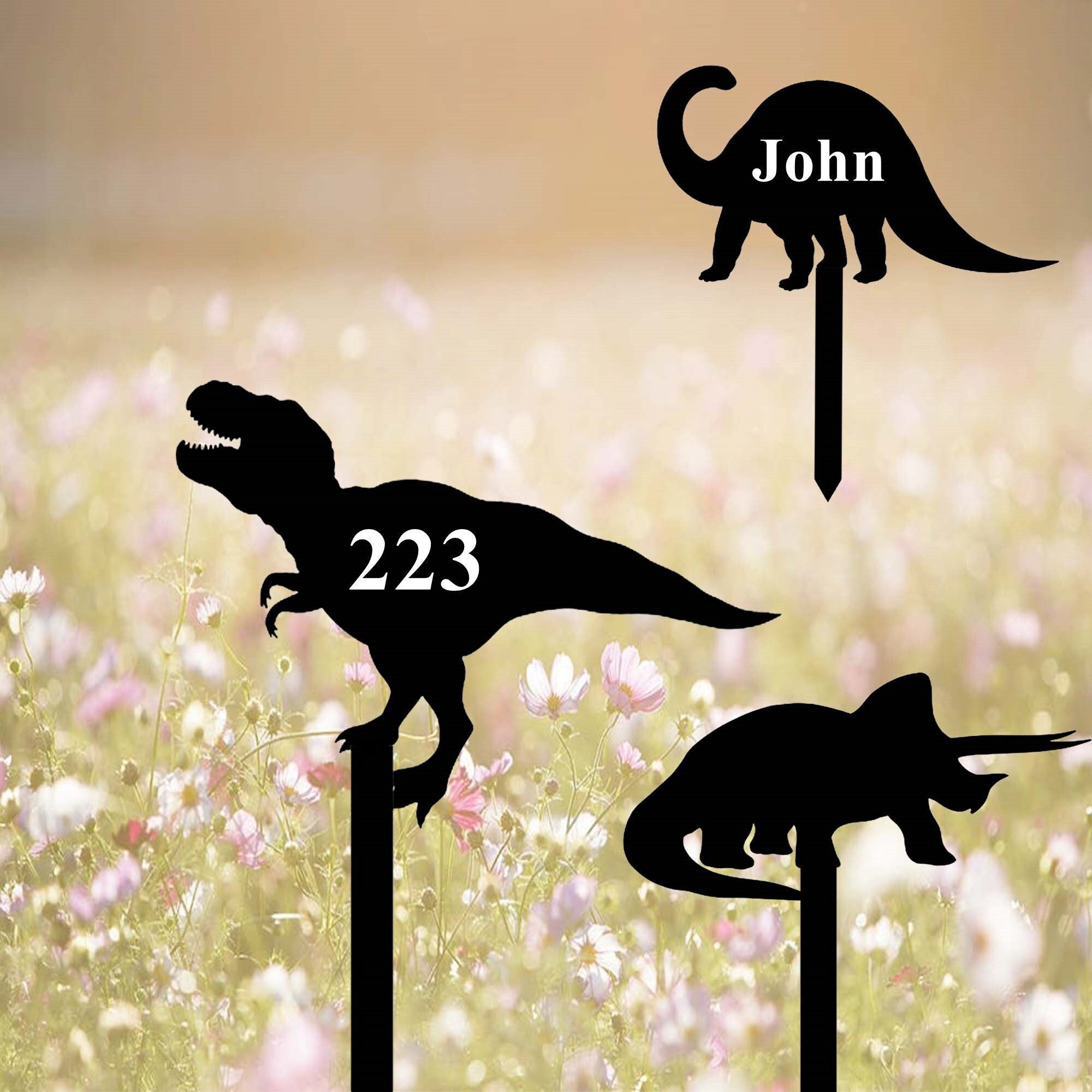 Custom Dinosaur Metal Garden Stake,Dinosaur Garden Sign Decor,Personalized Dinosaur Address Sign for Yard,Jurassic Park Garden Yard Art