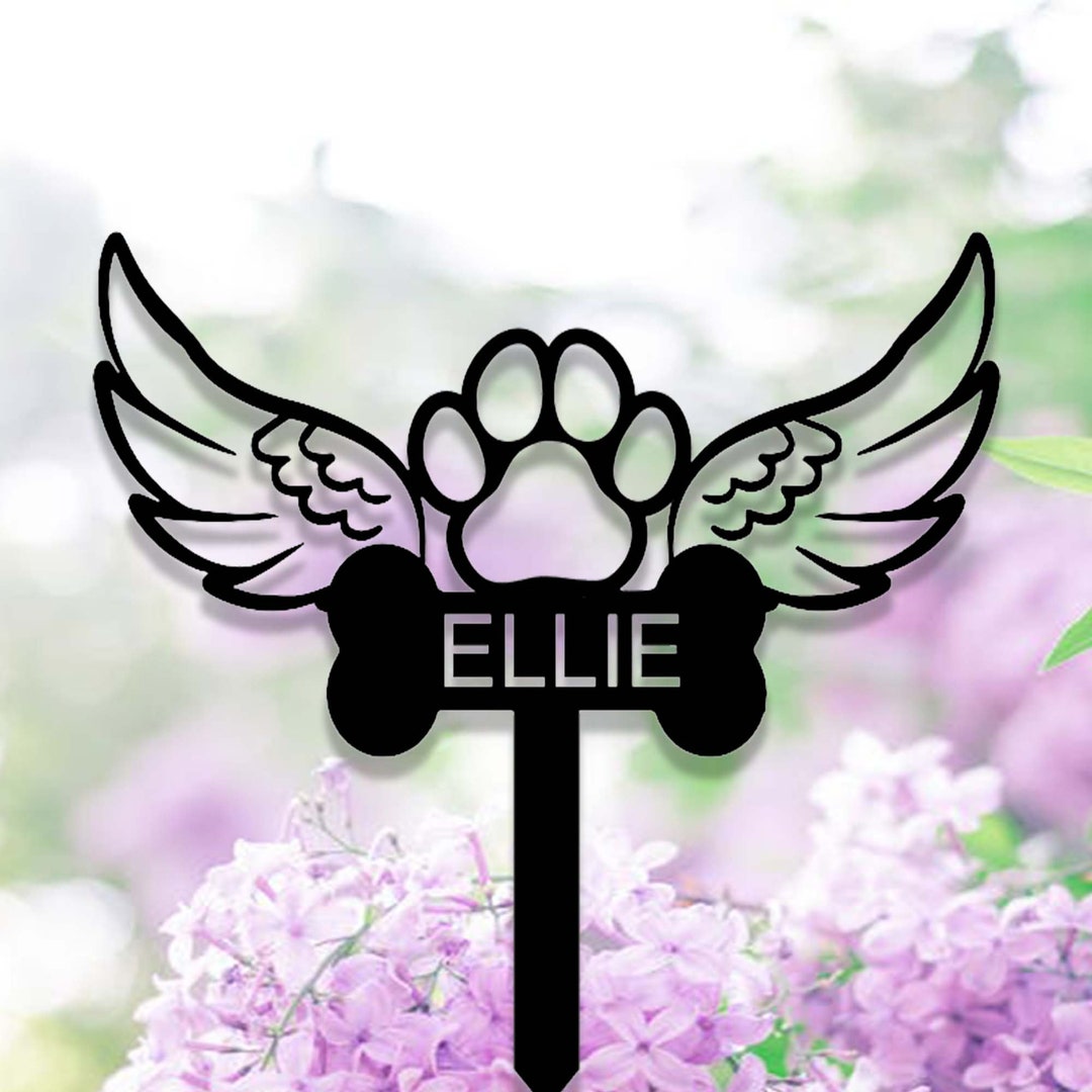 Custom Angel Wings Paw Pet Memorial Garden Stake,personalized Grave ...