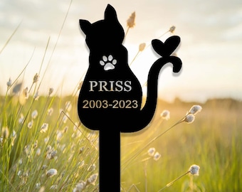 Custom Cat Pet Memorial Garden Stake,Personalized Grave Marker Stake,Cat Memorial Metal Sign,Yard Stake,Outdoor Cat Garden Decor,Cemetery