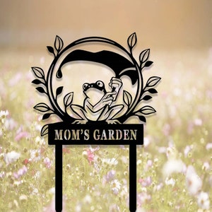 Custom Frog Garden Sign With Stake,Metal Frog Garden Sign,Personalized Gardener Name Stake,Outdoor Garden Decor,Yard Stake,Florists Gift