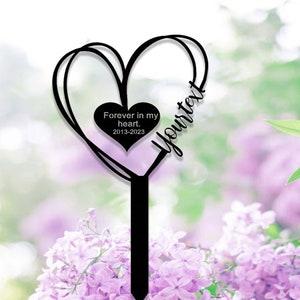Custom Heart Pet Memorial Garden Stake,Personalized Grave Marker Stake,Pet Cat Dog Memorial Metal Sign,Yard Stake,Outdoor Garden Yard Decor