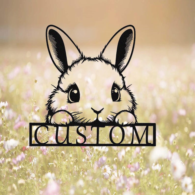 Custom Cute Rabbit Sign,bunny Metal Wall Art,personalized Rabbit Name ...