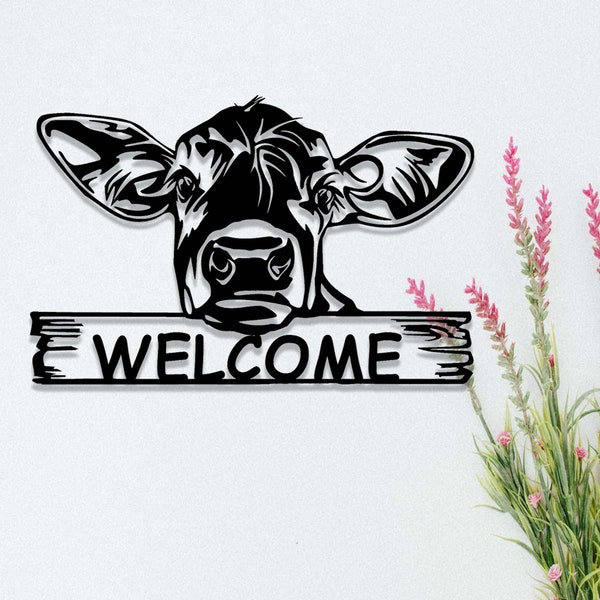 Letrero personalizado de granja de vacas, letrero de rancho de vacas de novilla, arte de pared de metal de vaca, letrero de vaca de ganado personalizado, decoración de granja de vacas, letrero de granero de vacas, regalo de granjero