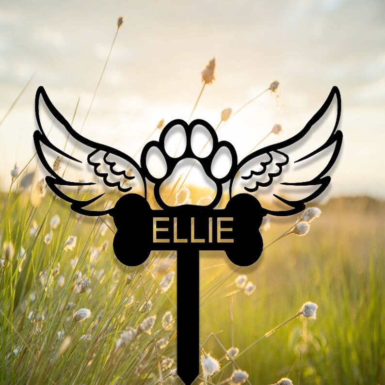 Custom Angel Wings Paw Pet Memorial Garden Stake,personalized Grave ...