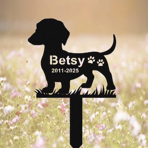 Custom Dachshund Dog Metal Memorial Stake, Personalized Dachshund Grave Marker, Personalized Dog Name Yard Stake Garden Decor, Dog Mom Gift