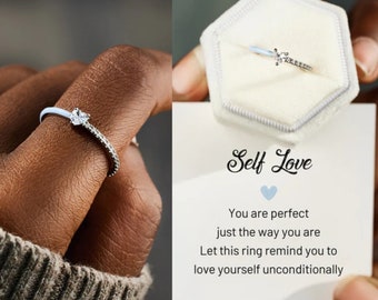 Self Love Heart-cut Half Enamel Ring