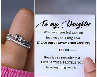 À ma fille Spinning Fidget Anxiety Ring, Anneau rotatif minimaliste, Drive Away Anxiety Ring, Cadeau pour elle, Cadeau d'anniversaire - Cadeau de Noël