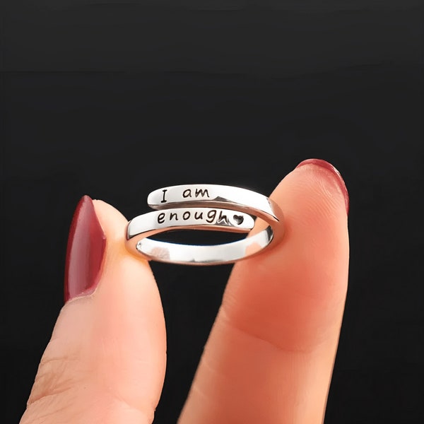 Je suis assez bague | La bague avec une signification, cadeau en argent S925 pour la famille, les amis et vous-même Anniversaire Cadeau d'anniversaire Bague de bijoux de mode