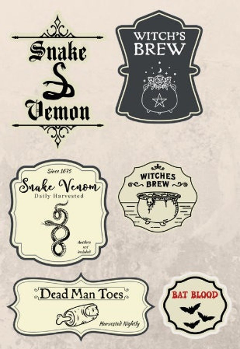 Halloween Potion Labels Printable Etsy