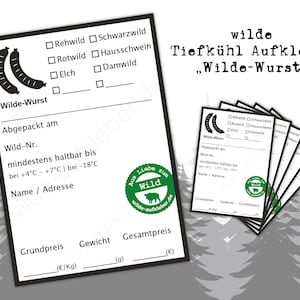 Wurst Tiefkühletikett | Aufkleber für Wildfleisch | wilde-aufkleber.de
