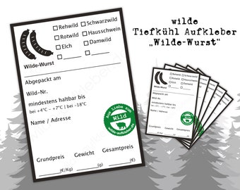 Sausage freezer label | Stickers for game meat | wilde-aufkleber.de