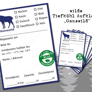 Chamois frozen food label | Chamois stickers for game meat | wilde-aufkleber.de