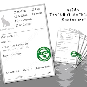 Wild rabbit freezer label | Rabbit stickers for game meat | wilde-aufkleber.de