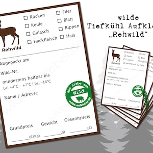 Roe deer frozen food label | Roe deer stickers for game meat | wilde-aufkleber.de