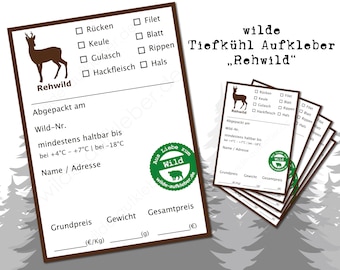 Roe deer frozen food label | Roe deer stickers for game meat | wilde-aufkleber.de