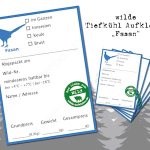 Pheasant frozen food label | Pheasant stickers for game meat | wilde-aufkleber.de