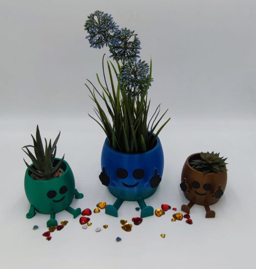 3D Druck Blumentopf Stinkefinger Sitzend Kunstblumen