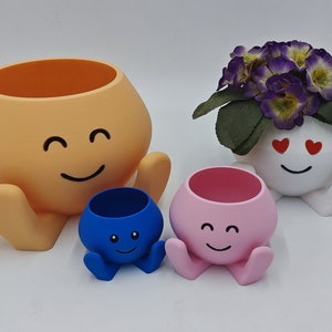 3D-utskriven | Blomkruka | Ansikten | Kruka | Konstgjorda blommor | Olika storlekar | Olika ansikten | Gåvor