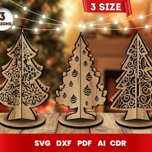 Christmas Tree Laser Cut, SVG Bundle for Glowforge, Christmas, Cricut, Vector, Instant Download