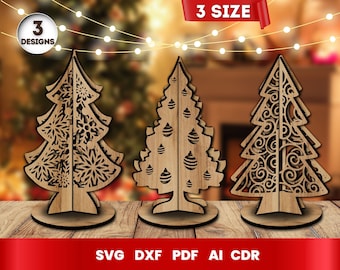 Christmas Tree Laser Cut, SVG Bundle for Glowforge, Christmas, Cricut, Vector, Instant Download