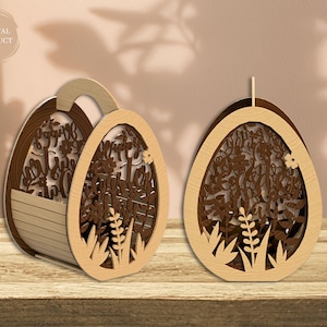 Frohe Ostern Ei Korb Laser geschnitten, Ei Schüssel SVG-Datei, Ostern Geschenkkorb, Ei Halter Laserdatei, Instant Download, Xtool, Glowforge