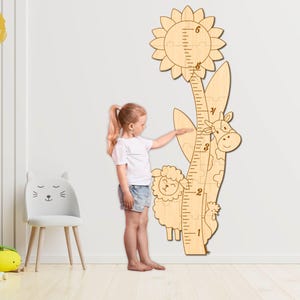 Farm Animals Growth Chart Laser Cut, Nursery Growth Chart, Children Room Decor, Kids Growth Ruler, Xtool, Glowforge
