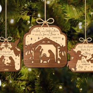 Christmas Nativity Ornaments Laser Cut, Christmas Ornament SVG, Christmas Decor SVG, Bible Quotes, Laser Cut File, Xtool, Glowforge